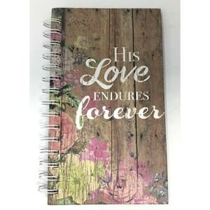Mini Notebook Journal Spiral-Bound "His Love Endures Forever" Lined Pages Pink